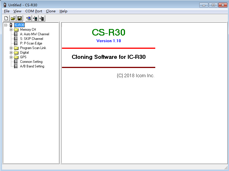 艾可慕ICOM IC-R30写频软件1.01升级包1.10 英文